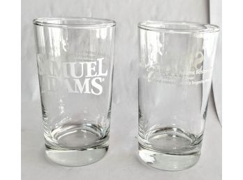 2 Small Sam Adams Glass Beer Cups 2.5x4.5'