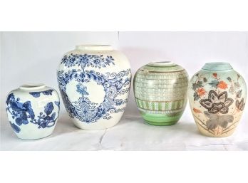 4 Piece Collection Of Beautiful And Unique Finer China Vases By Royal Goedwaagen And Fitz And Floyd