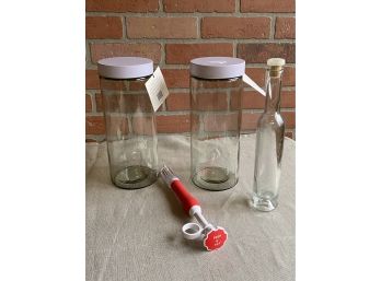 Jars From Home Goods, Baster And Oil Bottle