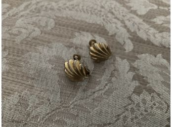 Napier Gold Tone Shell Shaped Earrings - Lot #18