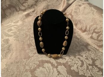 Variegated Bead And Stone Necklace - Lot #45