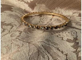 Rhinestone And Gold Tone Bangle Bracelet - Lot #49