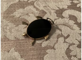 WRE Gold Filled And Onyx Turtle Pin/pendant - Lot #37