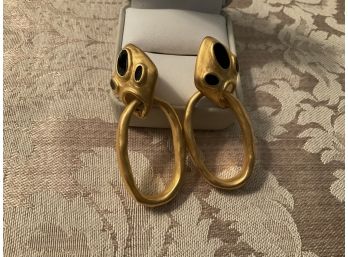 Gold Tone And Black Earrings - Lot #44