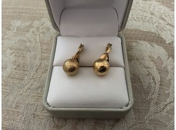 Monet Textured Gold Tone Earrings - Lot #26