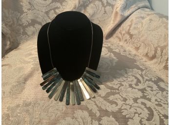 Contemporary Gold Tone And Green Necklace - Lot #53