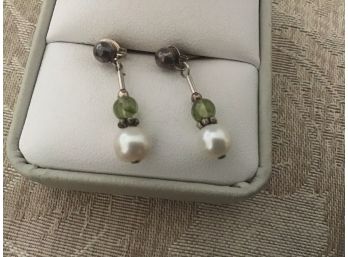 Faux Pearl And Silvered Earrings - Lot #18