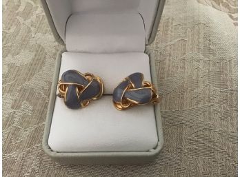 Gold Tone And Blue Earrings - Lot #27