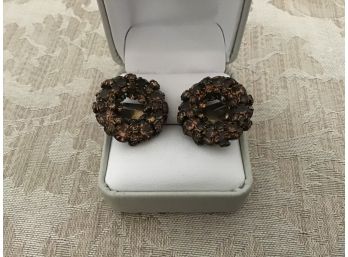 Vintage Sparkling Amber Rhinestone Earrings