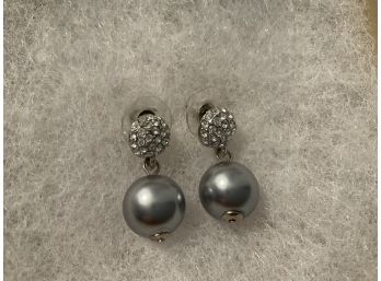 Faux Pearl And Rhinestone Earrings - Lot #50