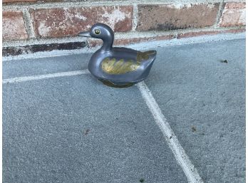 Pewter And Brass Duck Container With An Asian Flair - 5'