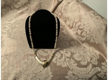 Vintage Napier Gold Tone, Silvered, And Faux Pearl Necklace - Lot #39