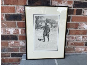 A.B. Frost Christmas Morning - Comin From De Store, 1883 Framed Antique Black And White Print