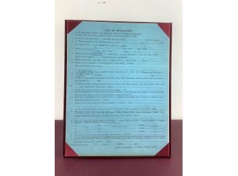 Copy Of Babe Ruth's Insurance Application From The Hartford Insurance Company