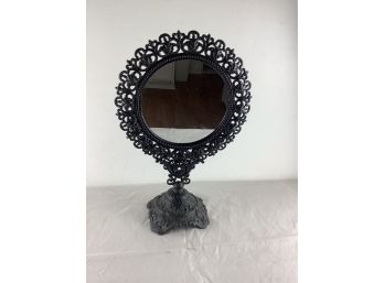 Round Black Iron Tilt Mirror