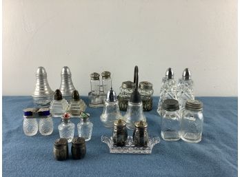 11 Pairs Of Glass Salt & Pepper Shakers