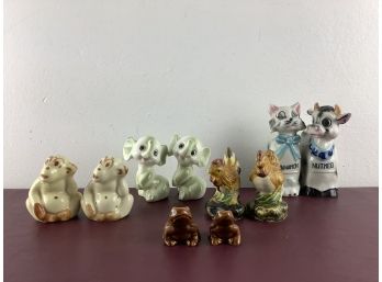 5 Pairs Of Animal Salt And Pepper Shakers