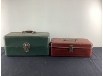 2 Metal Fishing Tackle Boxes