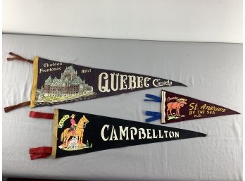 3 Felt Souvenir Pennants From Canada