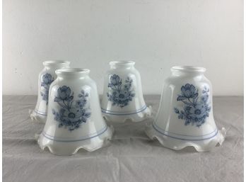 Set Of 4 White With Blue Flowers Light Shades