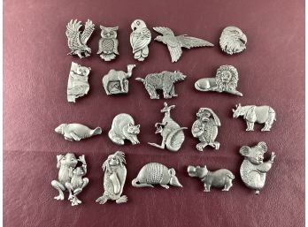 Lot Of 19 Mixed Animals Pewter Refrigerator Magnets