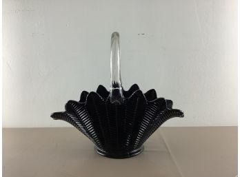 Black Glass Basket With Clear Handle