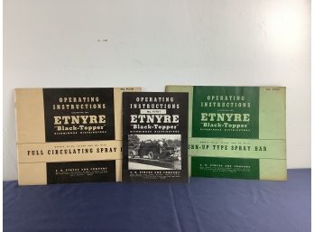 3 Vintage Etnyre 'black - Topper' Operating Instructions Manuals