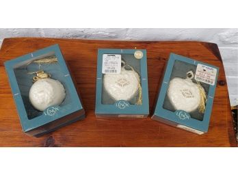 Set Of 3 Lenox China Christmas Ornaments