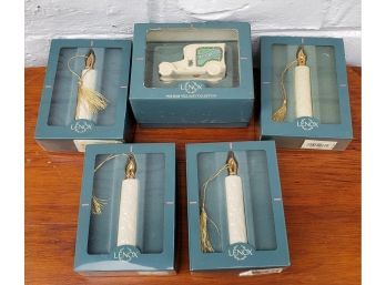 Set Of 5 Lenox Christmas Candles & Model- T Ornaments  Car Value $40.00 Plus $60.00 Worth Of Candles