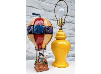 Yellow Lamp And Charming Children's Music Box Balloon With Snowmen