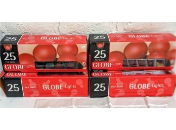 4 Boxes Of 25 Red Satin Globe Lights