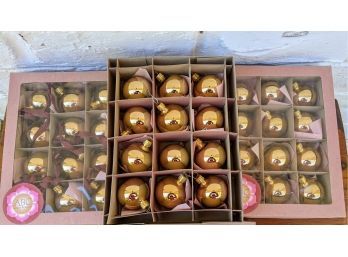 Three Boxes Of Gold Ball Ornaments From ABC Homes