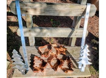 Fun Christmas Cookie Cutters (2 Xmas Tree, Bell, Ornament, Star) And Two Xmas Tree Large Hooks