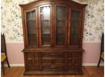 Stanley Two Piece Hardwood And Glass China Hutch