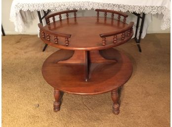 Round Two Tier Hardwood Table
