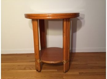 Round Two Tier Hardwood End Table