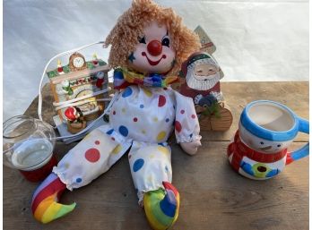 Christmas Items And A Vintage Musical Clown