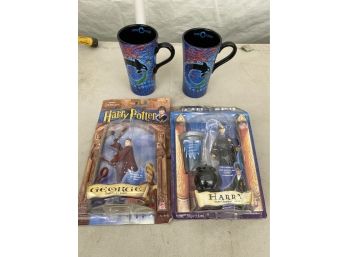 Pair Of Harry Potter Figures And Sea World Mugs