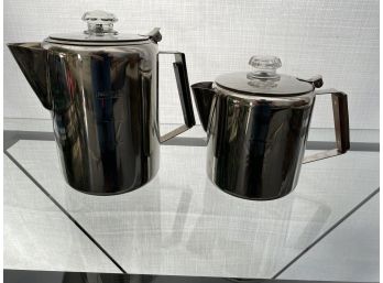 Pair Of Percolator Coffee Pots - Perfect For Camping Or Kitchen!