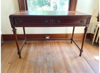 Vintage Solid Hardwood Console Table / Writing Desk With Fluted Trim