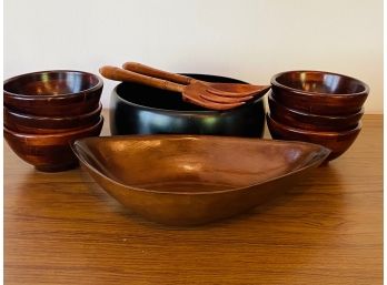 Bundle Of Wooden Salad / Serving Bowls