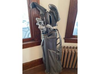 Vintage Golf Clubs With Leather Bag And Driver Covers #2