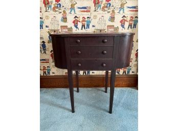 Antique Solid Hardwood Martha Washington Sewing Table With Hinged Top