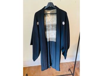 Navy Printed Fabric Kimono