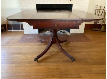 Vintage Mahogany Regency Fluted Pedestal Drop Leaf Table