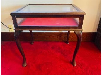 Hinged Glass Shadow Box Display Table With Cabriole Legs