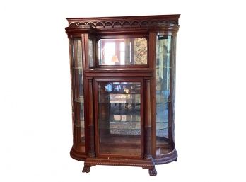 Antique Mahogany Neoclassical China Display Cabinet