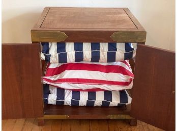 Vintage Japanese Tea Table With Brass Corner Straps & Pillows