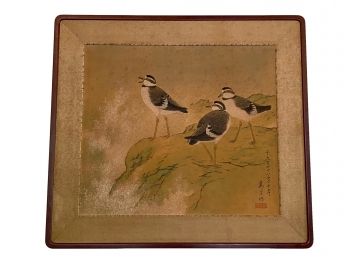 BANRI Three Shorebirds Japanese Painting On Paper