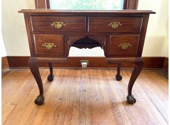 Vintage Colonial Lowboy With Clawfoot Cabriole Legs